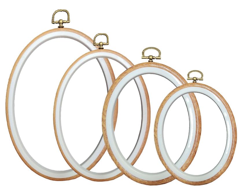 Rudra Home Decor Professionals Wooden Hand Embroidery Adjustable Round Hoop for Fabric Stitching Cross Stitch & Hand Sewing (4 Pcs)-image-46