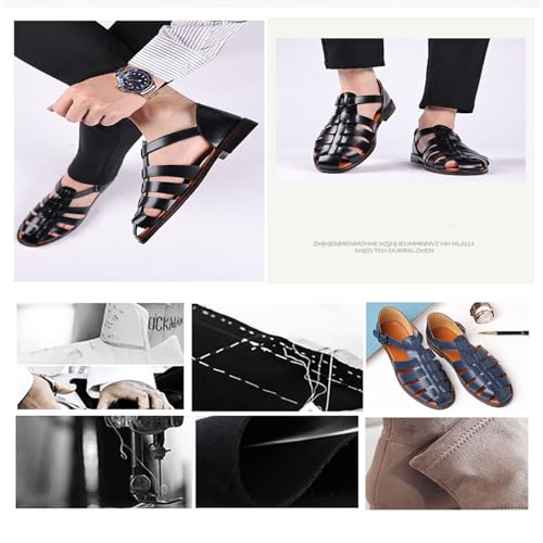 Myallfeet Men's Classic Fashion Roman Fisherman Sandals Summer Fashion Breathable Outdoor Fisherman Beach Sandals Comfortable And Non Slip Flat Sandals3