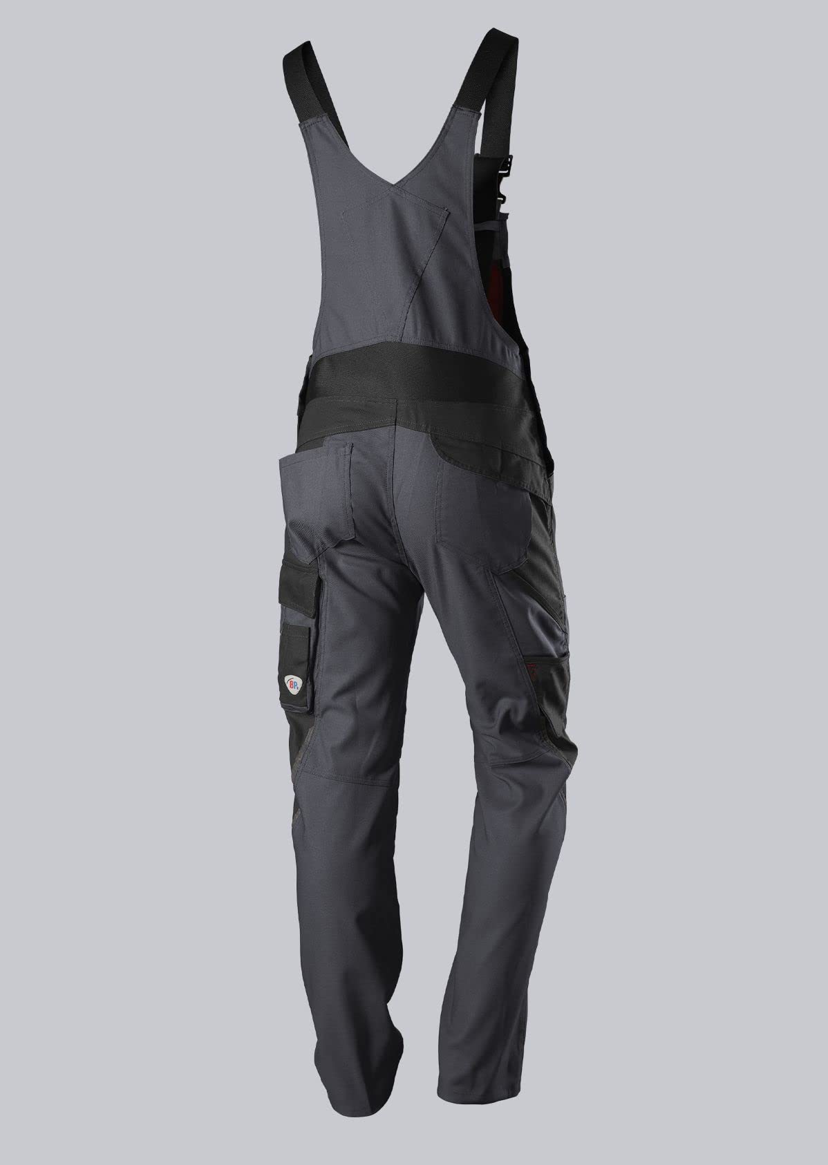 BP 1821-565-5632-39/42L - Peto de mezcla de tela, tirantes elásticos con clip, 65% poliéster, 35% algodón, color antracita y negro, talla 39/42 L