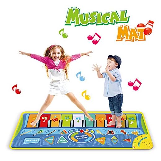 Anpro 51X18.9 inch (130X48cm) Piano Mat, Musical Keyboard Playmat,Dancing Mat Touch Play Blanket Gifts Toys for Kids