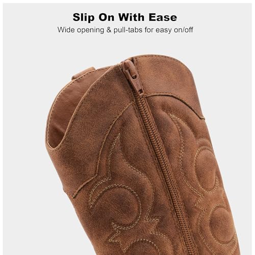 LseLom Girls Cowboy Boots Cowgirl Fashion Ankle Western Boots Boys Boots with Walking Heel Little Kid Big Kid3