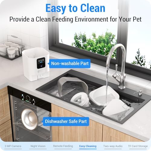 Automatic Cat Feeder with 2K Camera: 5G WiFi Automatic Dog Feeder with Night Vision,Cat Food Dispenser with 7L Large Food Storage Container for Multiple Pet,Detachable for Easy Clean -29 Cup(ACF100W) - 4
