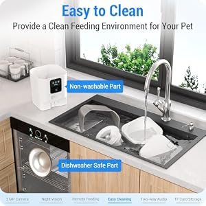 Frienhund Automatic Cat Feeder with 2K Camera: 5G WiFi Automatic Dog Feeder with Night Vision, Cat Food Dispenser with 7L Large Food Storage Container for Multiple Pet, Detachable for Easy Clean -29 Cup — photo 5 of 6