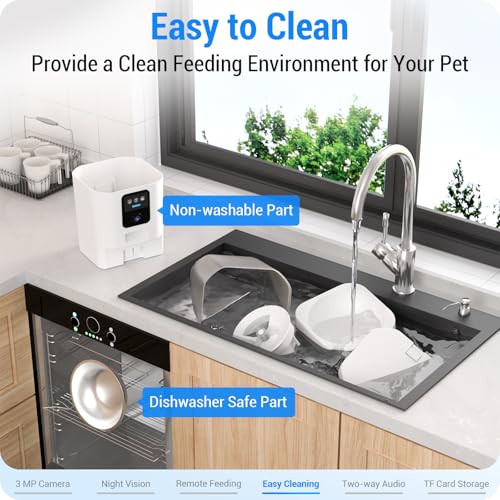 Automatic Cat Feeder with 2K Camera: 5G WiFi Automatic Dog Feeder with Night Vision,Cat Food Dispenser with 7L Large Food Storage Container for Multiple Pet,Detachable for Easy Clean -29 Cup - Image 6