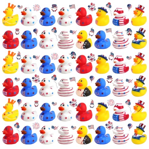 48 Pcs 2 Inch Patriotic Rubber Ducks in Bulk