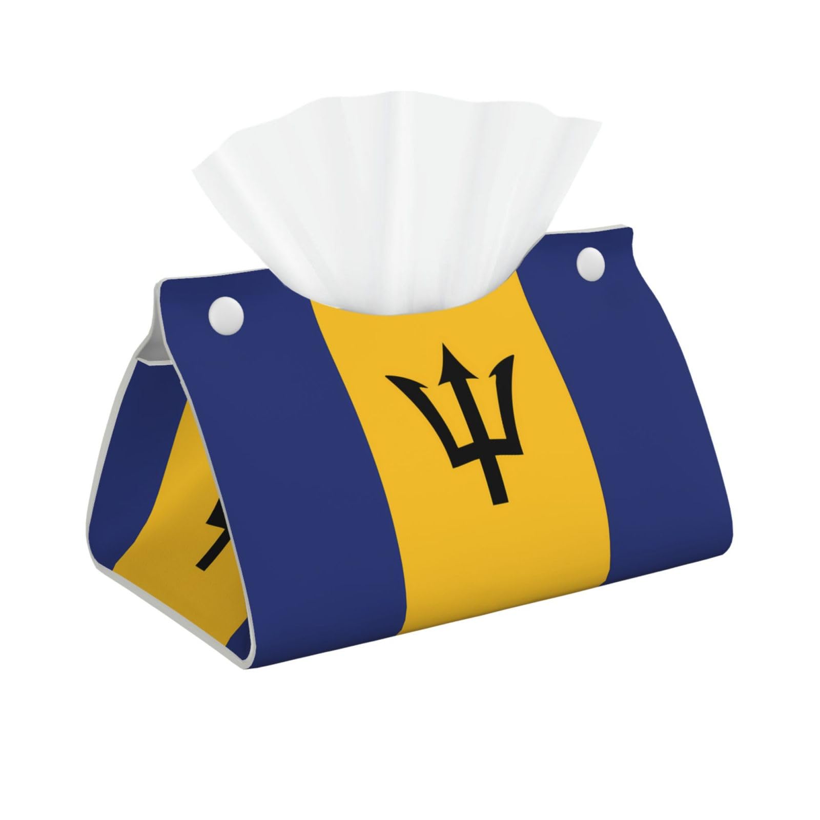 Flag of Barbados Long Leather Tissue Box Cover-Waterproof PU Leather Tissue Holder for Bathroom, Decorative Rectangular Tissue Case