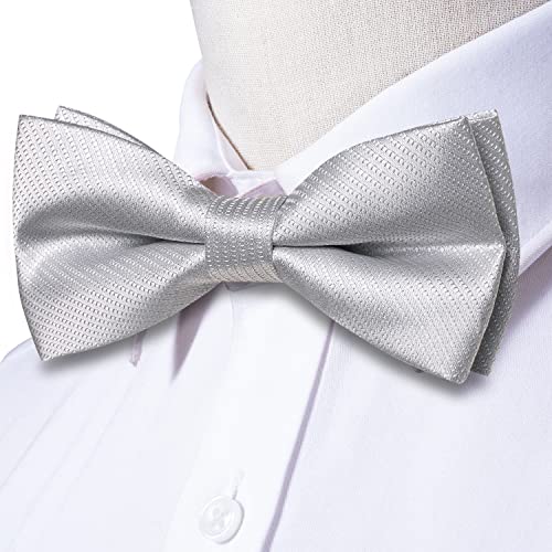 Image of Hi-Tie Bow Ties for Men Pre-Tied Pocket Square with Cufflinks Mens Bowtie Sets for Wedding Formal Party