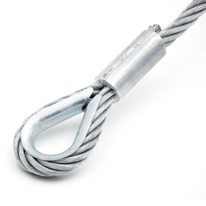 Cavo Acciaio 10mm x 20m con Gancio ad Occhiello - Cavi Acciaio - Cavo Metallico per Verricello, Cavo di Traino, Cavo Forestale - Fune Acciaio - Fune Metallica - Corda in Acciaio