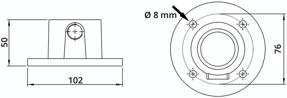Fenau | Bride au sol, ronde, Ø 42,4 mm, bride murale, bride de plafond, support, en fonte malléable, zinguée à chaud, vis incluses