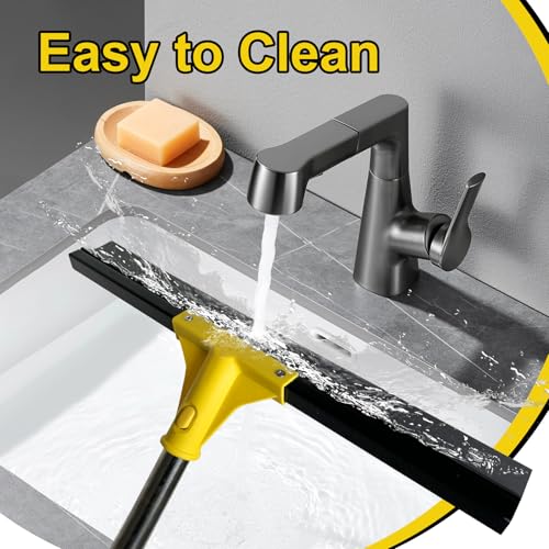 Image of Floor Squeegee Scrubber 60 inch Long Stainless Steel Handle with 18 inch Wide Silicon Rubber Blade Squeegee Broom for Floor Washing and Drying Shower Glass,Garage,Window,Marble,Wood Surfaces