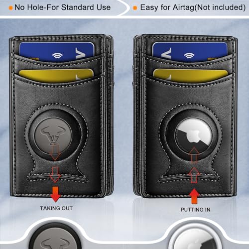 BULLIANT Men Airtag Wallet,Slim Wallet Money Clip Card Holder Magnetic Closure 12 Cards in Front Pocket RFID Blocking4