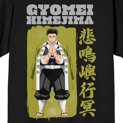 Demon Slayer Gyomei Himejima Adult Black Crew Neck Short Sleeve T-Shirt2