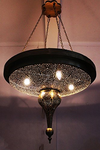 Marokkanische orientalische Orient arabische grosse Messing Lampe Hängeleuchte Leuchte Deckenlampe Messinglampe Azim… – Bild 3