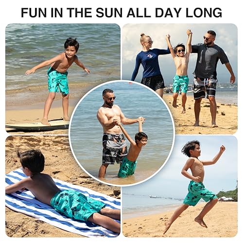 Image of Kanu Surf Boys' Victor Stripe Quick Dry Beach Board Shorts Swim Trunk