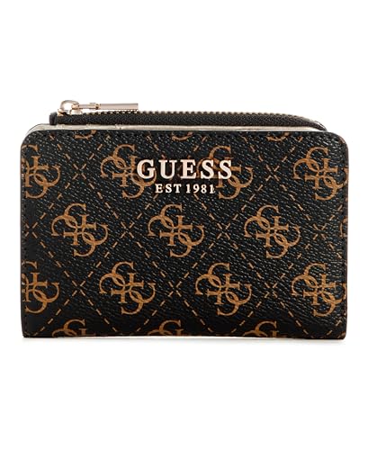 GUESS Laurel Zip Around Card Case, Brown Logo