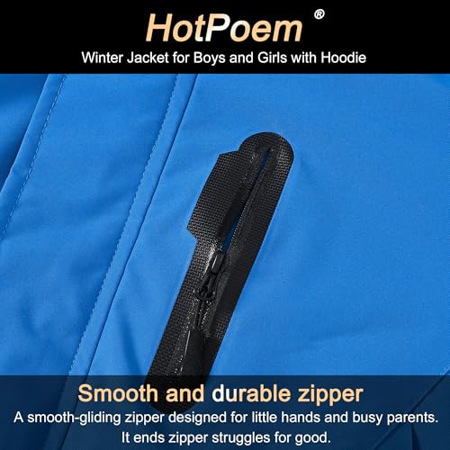 Image of Winter Jacket for Boys and Girls Waterproof Ski Jacket Winter Snow Coat Hooded Fleece Windproof with Zip Pockets