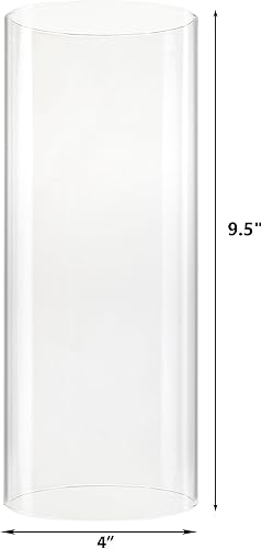 Miniatura 2 de CYS EXCEL D-4 pulgadas H-9.5 pulgadas de cristal abierto portavelas huracán funda cilíndrica sin fondo transparente cubierta de tubo para chimenea 1