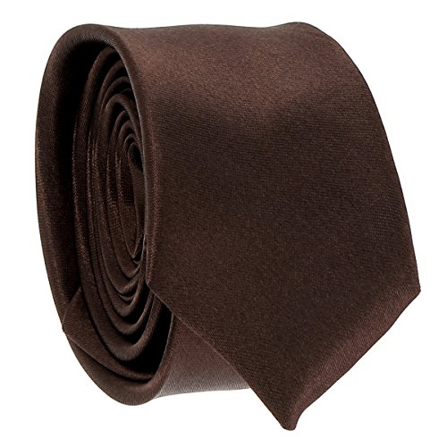 Cravate Fine Marron - Cravate Homme Coupe Slim Moderne - 5cm à la Pointe - Couleur Unie - Accessoire Chemise pour Mariage, Cérémonie