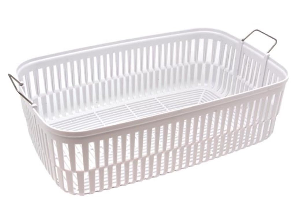 Perel Ersatzkorb für Ultraschallreiniger 6 Liter, Edelstahlkorb mit Griffen, feinmaschig für Schmuck Brillen Werkzeuge Teile, ideal für große längliche Objekte