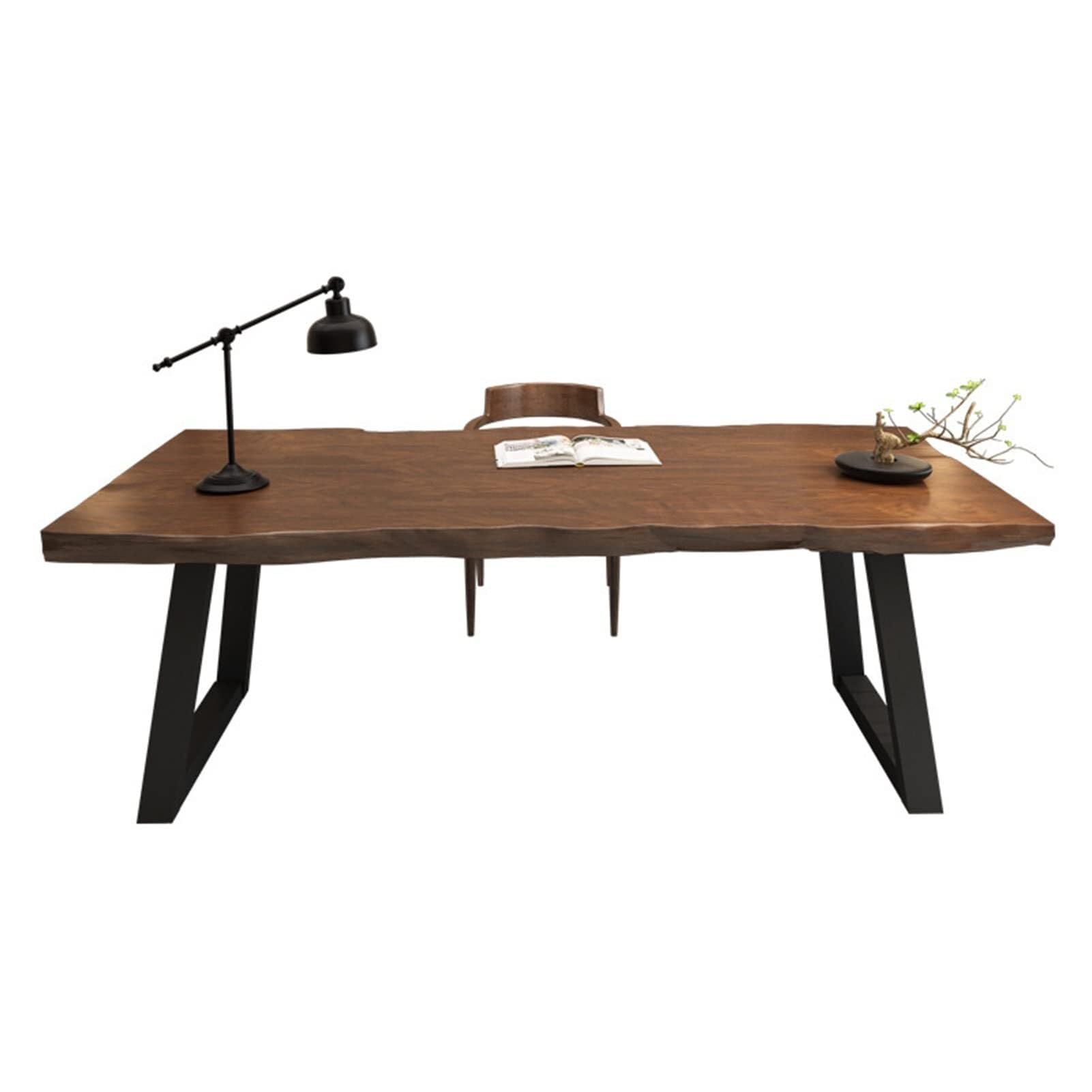 Biurko komputerowe, biurko komputerowe z litego drewna, biurko konferencyjne, biurko do nauki o grubości 5 cm, stół biurowy z kutego żelaza (120x60x75 cm)