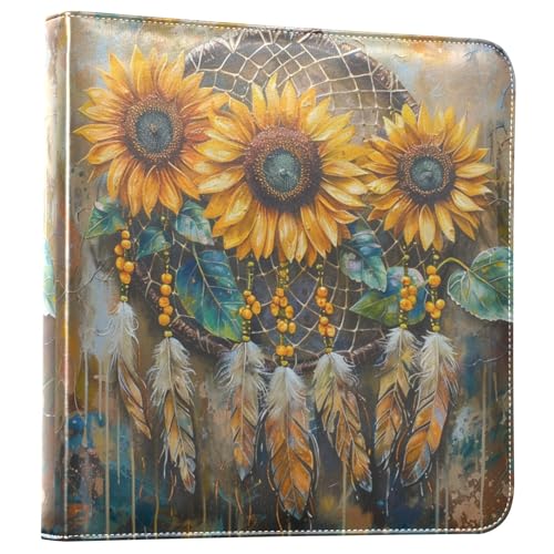 ALAZA Álbum de Fotos Vintage Dreamcatcher Girasoles con Cubierta de Cuero PU y Encuadernación de 3 Anillos para Boda, Familia y Viajes miniatura 1