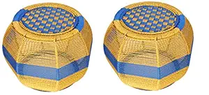 ANNA AGRO Handcrafted Iron Bar Mudda/Chair/Muddha Sitting Stool for Outdoor/Indoor/Furnishing - Height - 13 inches (Multicolor) Set of 2