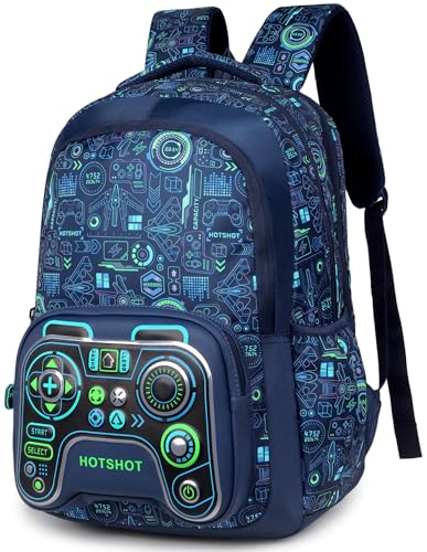 Image of HOT SHOT BAG GAMER 1446|3D EMBOSSED DESGIN|SCHOOL BAG|TUTUION|KIDS & CHILDRENS BACKPACK|WATER RESISTANT|18 INCH|FOR BOYS & GIRLS|32 LITERS BACKPACK
