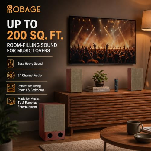 Image of OBAGE Premier-6 2.1 Home Theatre System | 140W Output | 6.5 inch Woofer & Dual 3 inch Drivers in Each Satellite | Bluetooth 6.0, Digital Bass, Mid & Treble Control | Deep Bass Sound