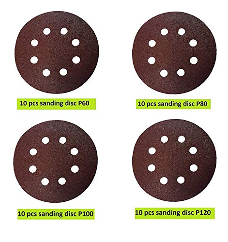 Image of Inditrust 40pc Round Sand Paper Sanding Disc for Orbital Sander 5-Inch - P60, P80, P100, P120