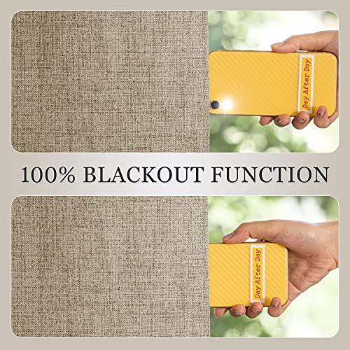 Miulee Natural 100% Blackout Curtains 90 Inches Long For Bedroom,Solid Grommet Window Curtain For Living Room,Neutral Linen Textured Blackout Room Darkening Curtains/Draperies,2 Panels 52X90 Inch #TOP4