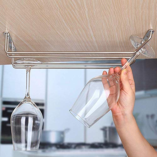 Greatstar Wine Glass Rack, Under Cabinet Wine Rack Glass Holder Stainless Steel Chrome Finish - Hanging Stemware Holder For Bar Kitchen (13Inch) #TOP6