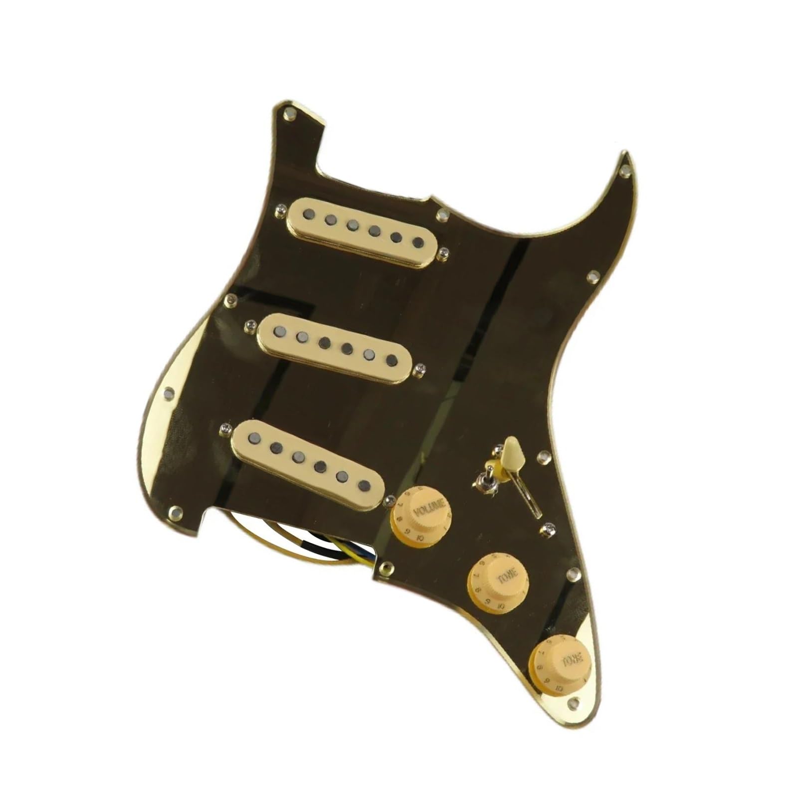 Alnico V 7 Drożny W Pełni Funkcjonalny Wstępnie Okablowany Zespół Przetwornika SSS Akcesoria Do Gitary Elektrycznej | Pickup Pickguard (złoty)