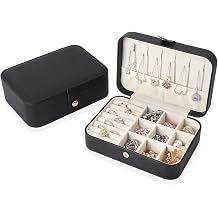 Rolin Roly Jewellery Box Small Travel Jewelry Organiser Box with PU Leather for Earrings Rings Necklaces Watches Bracelets Black