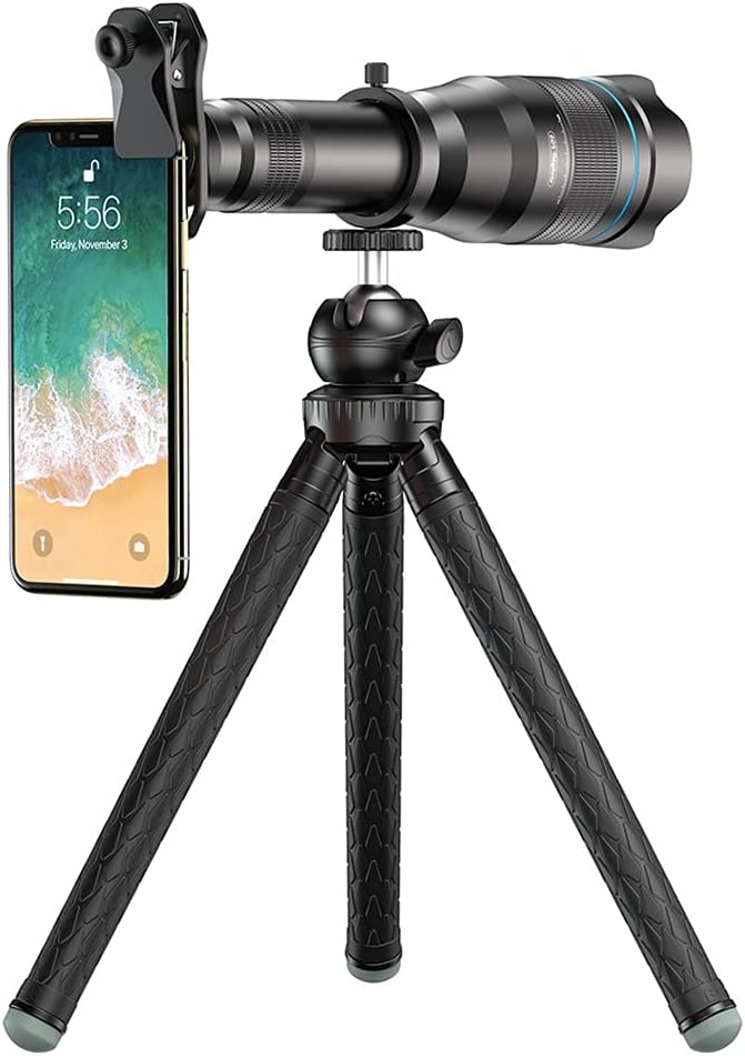 60x Zoom Telephoto View Lens Travel Hunting Monocular Lens with Selfie Tripod