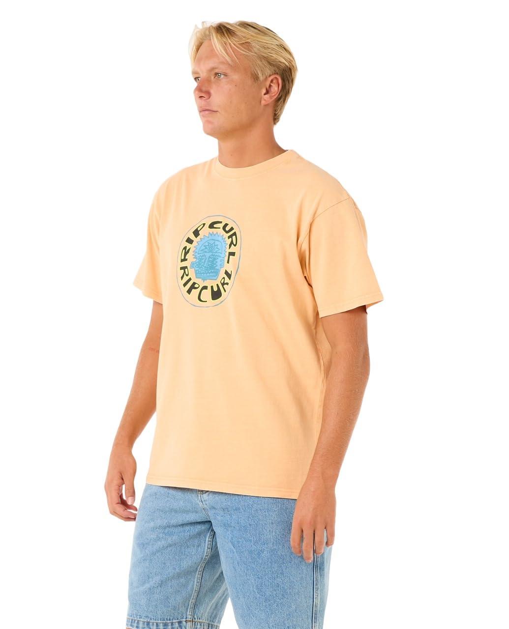 RIP CURL Men's Raw Energy Visions Tee T Shirt Top Mandarin Zest Size M