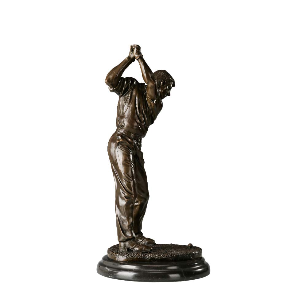 Brązowa statuetka golfisty rzeźba sportowa dekoracja biura domowego duża 43 cm H