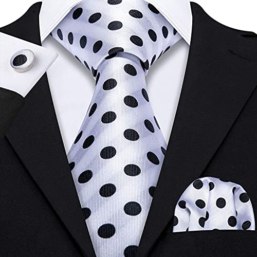 Image of Barry.Wang Classic Mens Ties Silk Necktie Pocket Square Cufflinks Set Woven Designer Wedding Business