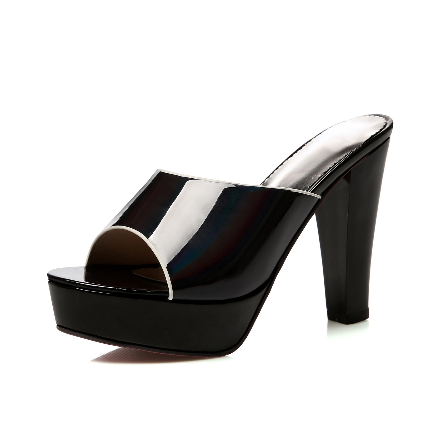 11CM Sandali con Tacco Alto da Donna, Abito Intero, Partito, Scarpe da Sposa,Nero,45 EU