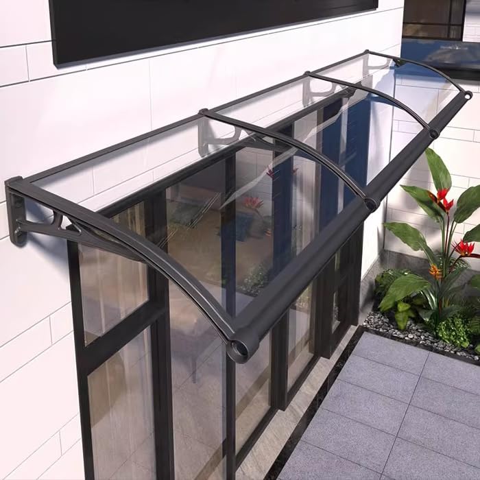 Tejadillo de protección Marquesina para Puertas，Marquesinas Exterior para Puertas y Ventanas，Tejadillo de Policarbonato，Protección UV y contra la Lluvia