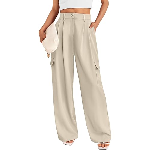 LILLUSORY Wide Leg Cargo Dress Pants Women's Casual Pants with 4 Pockets