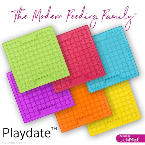 Image of Lickimat Classic Playdate, Cat Slow Feeder for Feline Boredom and Anxiety Reduction; Perfect for Food, Treats, Yogurt, or Peanut Butter. Fun Alternative to a Slow Feed Cat Bowl or Dish, Pink