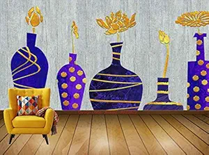 Avikalp Exclusive AVZ0823 Modern Minimalist Vase Floral Texture Tv Background Wall HD 3D Wall Sticker(213cm x 182cm)