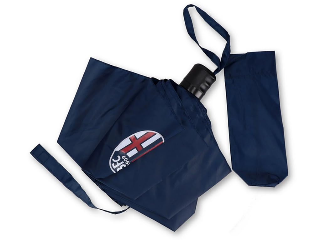 Ombrello Tascabile Bologna FC, Automatico, Blu Navy con Logo della Squadra, Compatto e Portatile
