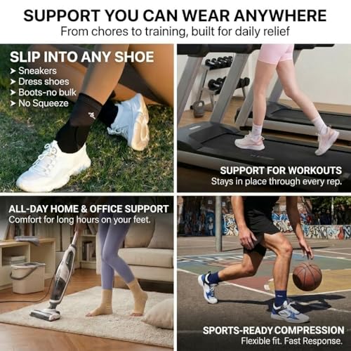 Image of ABIRAM Ankle Brace for Men & Women - Adjustable Compression Sleeve with Wrap, Stability Support & Relief for Sprained Ankle, Plantar Fasciitis & Achilles Tendonitis - Breathable Running & Sports Gear