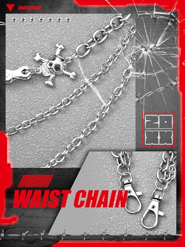 Quelay 6 Pcs Pants Chain for Men Hip Hop Pants Chain Cross Sword Star Rivet Goth Jean Hip Jewelry for Rock Women Accessories3