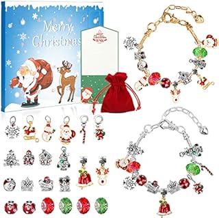 Advent Calendar 2022 Jewellery, Meetory Charm Bracelet Making Kit for Women Girls Kids, Christmas Countdown Calendar DIY Charm Bracelet Advent Calendar with 2 Bracelets, 22 Beads, 1 Christmas Card