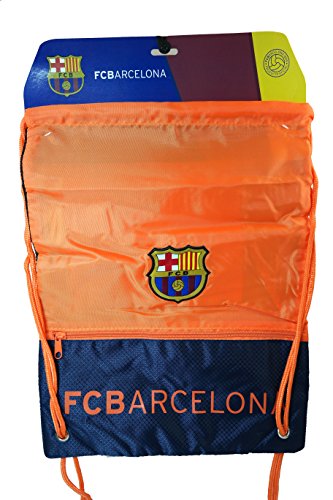 Rhinox FC Barcelona Gym Sack Bag Drawstring Backpack Cinch Bag Authentic Official New 2015 - Orange/Navy