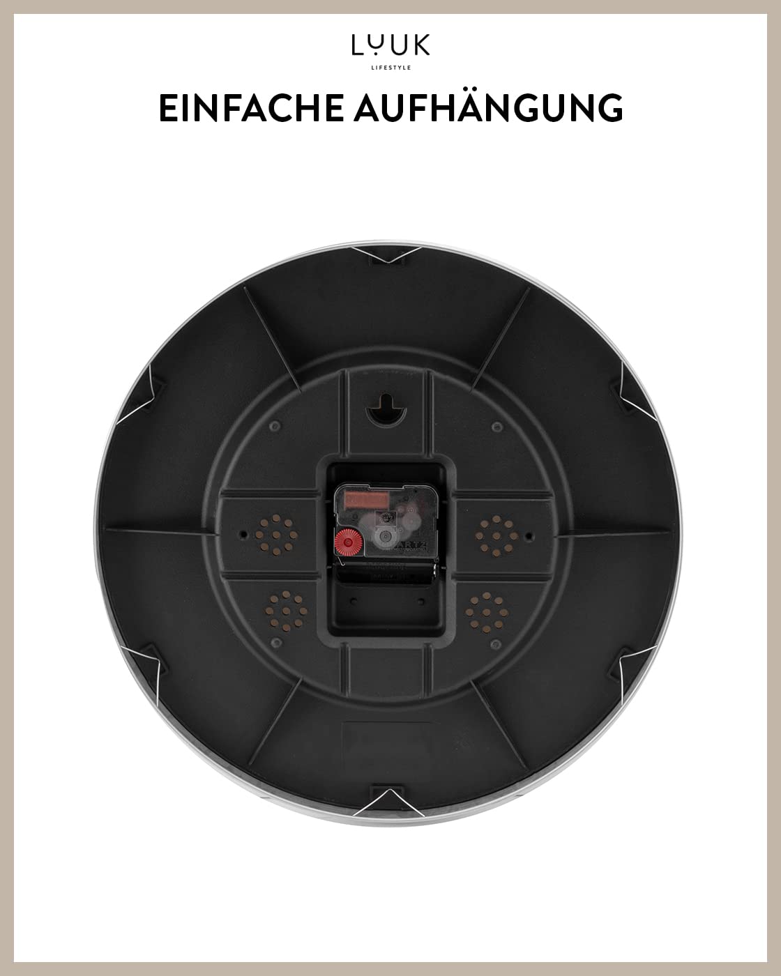 LUUK LIFESTYLE Geräuschlose Wanduhr mit Quarz Uhrwerk, minimalistisch & modern, Deko Geschenk für Einzug, 24cm groß, in grün und Gold