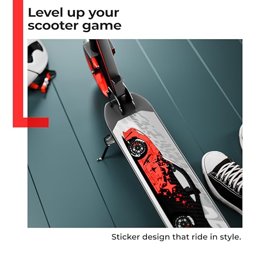 Image of Lifelong Kick Scooter | Scooter for Kids 6-12 Boys & Girls | Foldable Adjustable Height Kick Scooter | 100 Kg Capacity | Big Wheels | Rear Brake | Outdoor Ride Gift for Kids (Black & Red)
