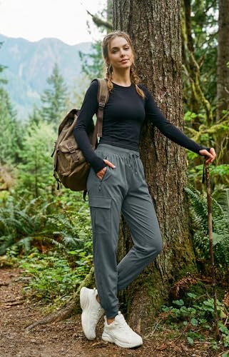 Image of Libin Women's Hiking Cargo Pants Quick Dry Joggers Petitle /Regular /Tall | Lightweight, UPF 50+, Water Resistant, Zipper Pockets for Athletic Running Travel Lounge Casual Outdoor Golf Safari Clothes
